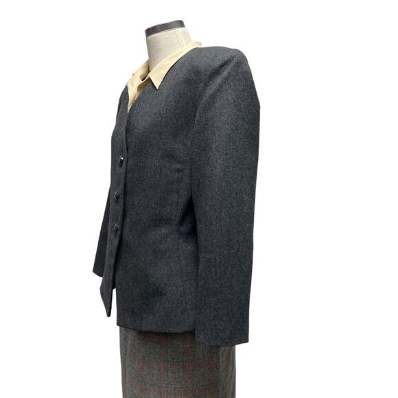 Vintage Lilli Ann I Magnin Womens Grey 3 Button Tailored Blazer - Picture 7 of 11